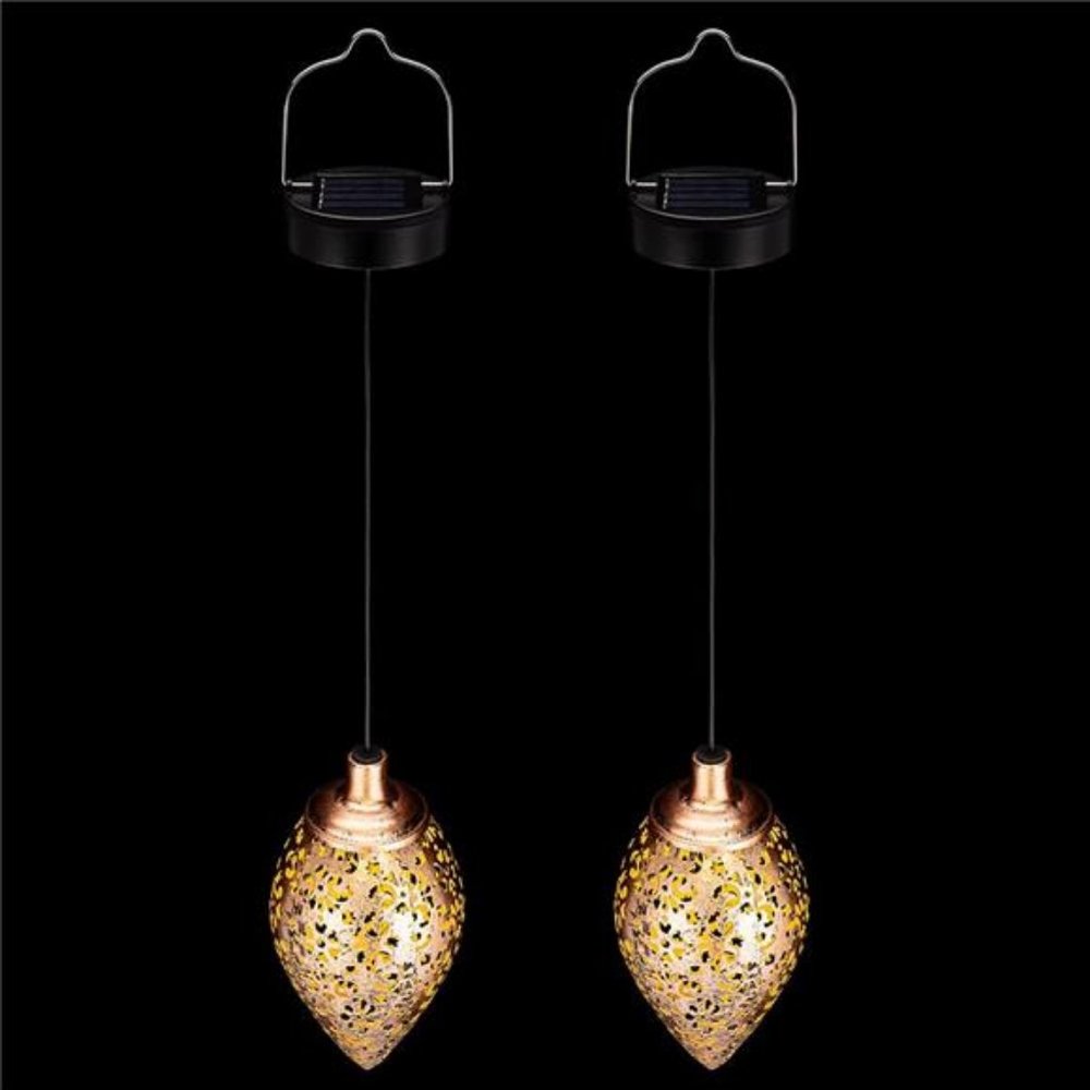 Solar Hanging Decorative Lanterns - Large Outdoor Waterproof Lights (2 Pack)